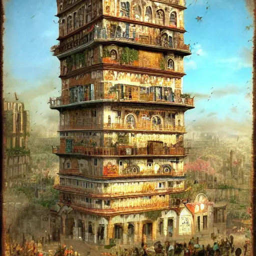 01222-3012319997-A realistic photo of the Babel tower, 4k, detailed, trending in artstation, fantasy vivid colors, photorealism, professional his.webp